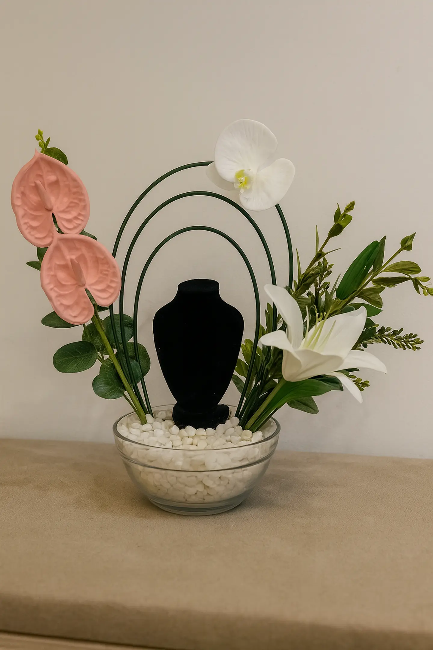 Base With Artificial Flowers And Angelica