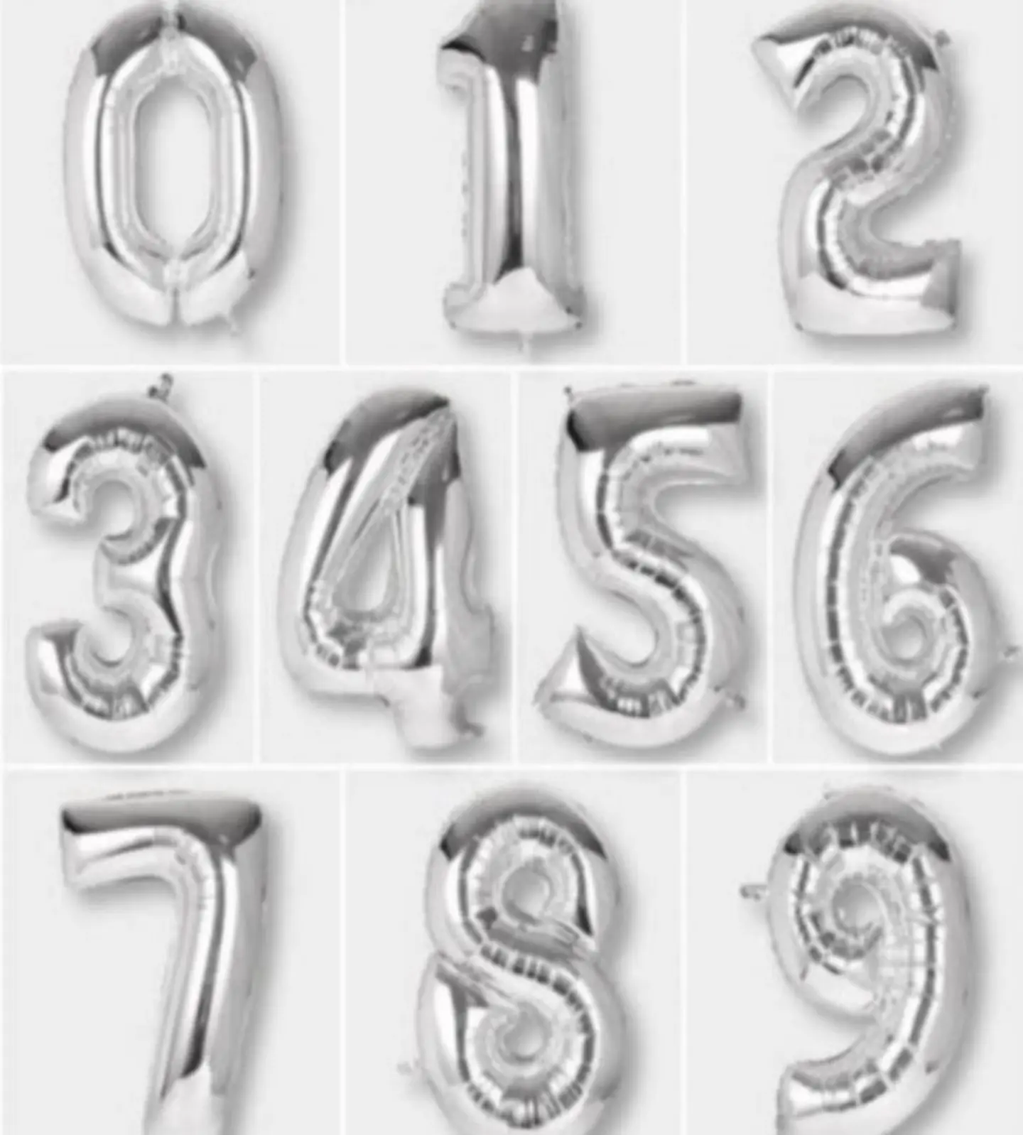 Silver Helium Number Balloon
