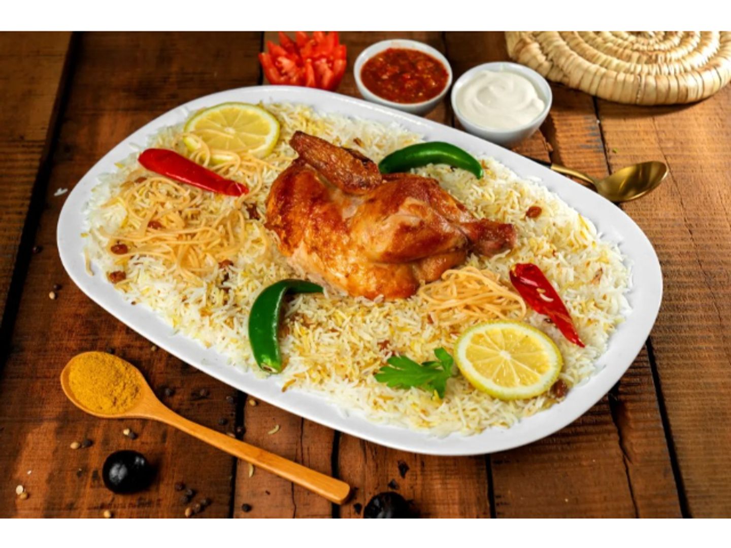 نص دجاج شوايه مثلوثه مع بشاور