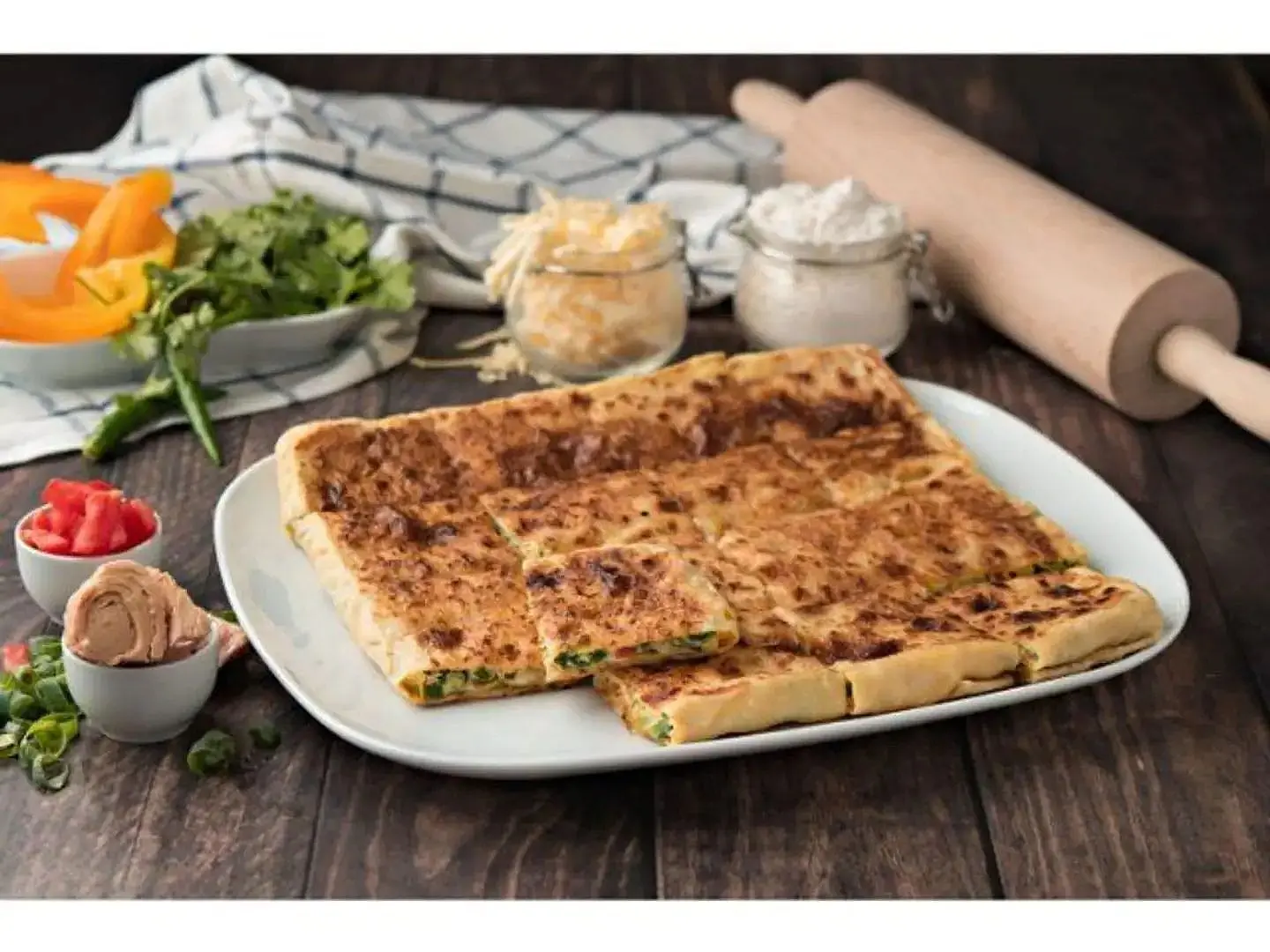 Vegetable Mutabbak With Tuna And Cheddar