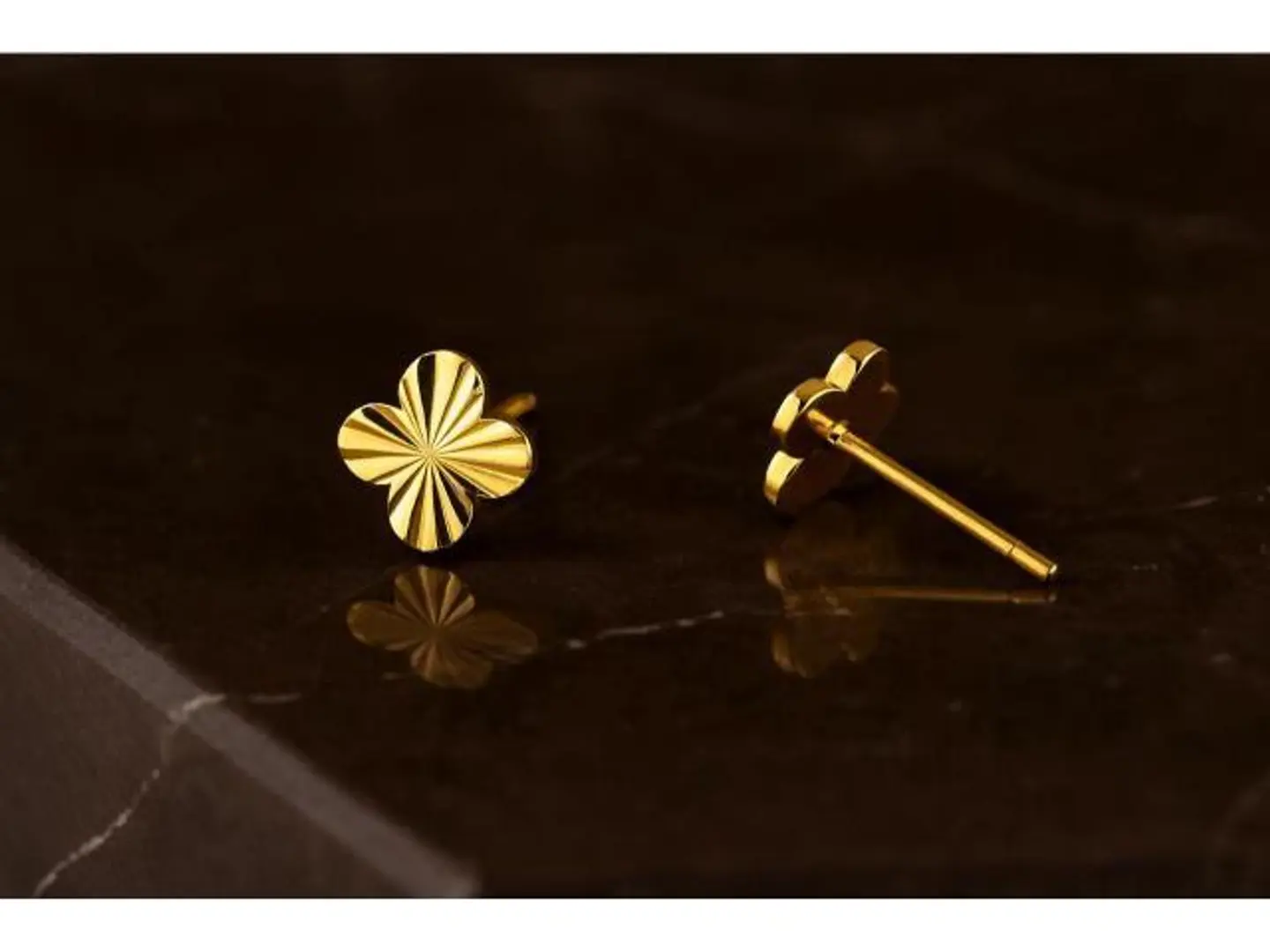 925 Gold Clover Leaf Earrings