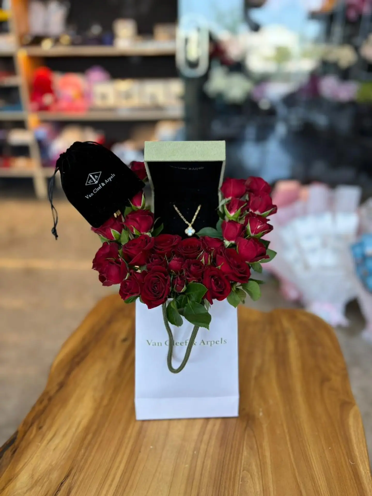 Necklace From Van Cleef Brand With Red Roses