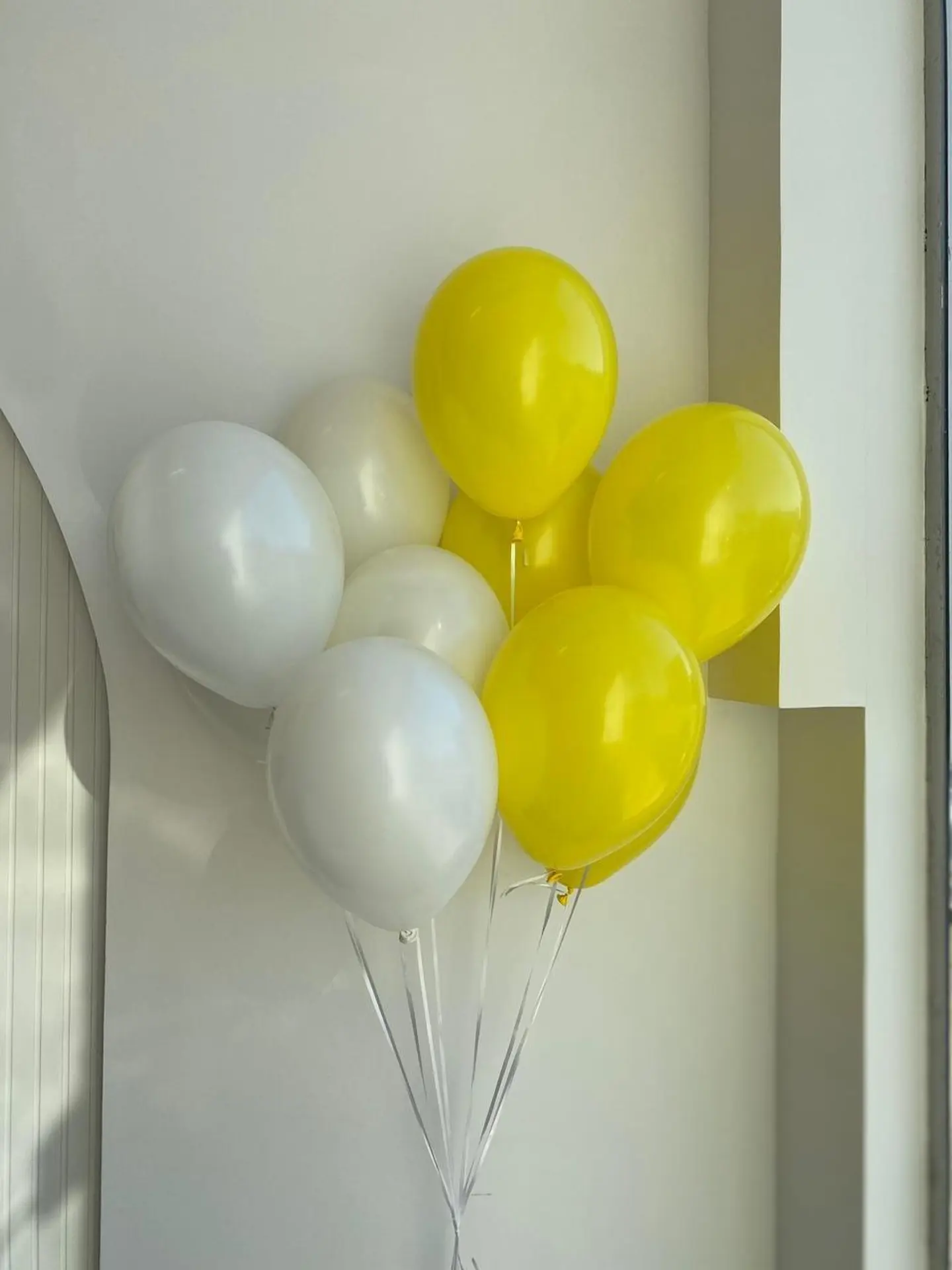 بالونات هيليوم صفراء وبيضاء