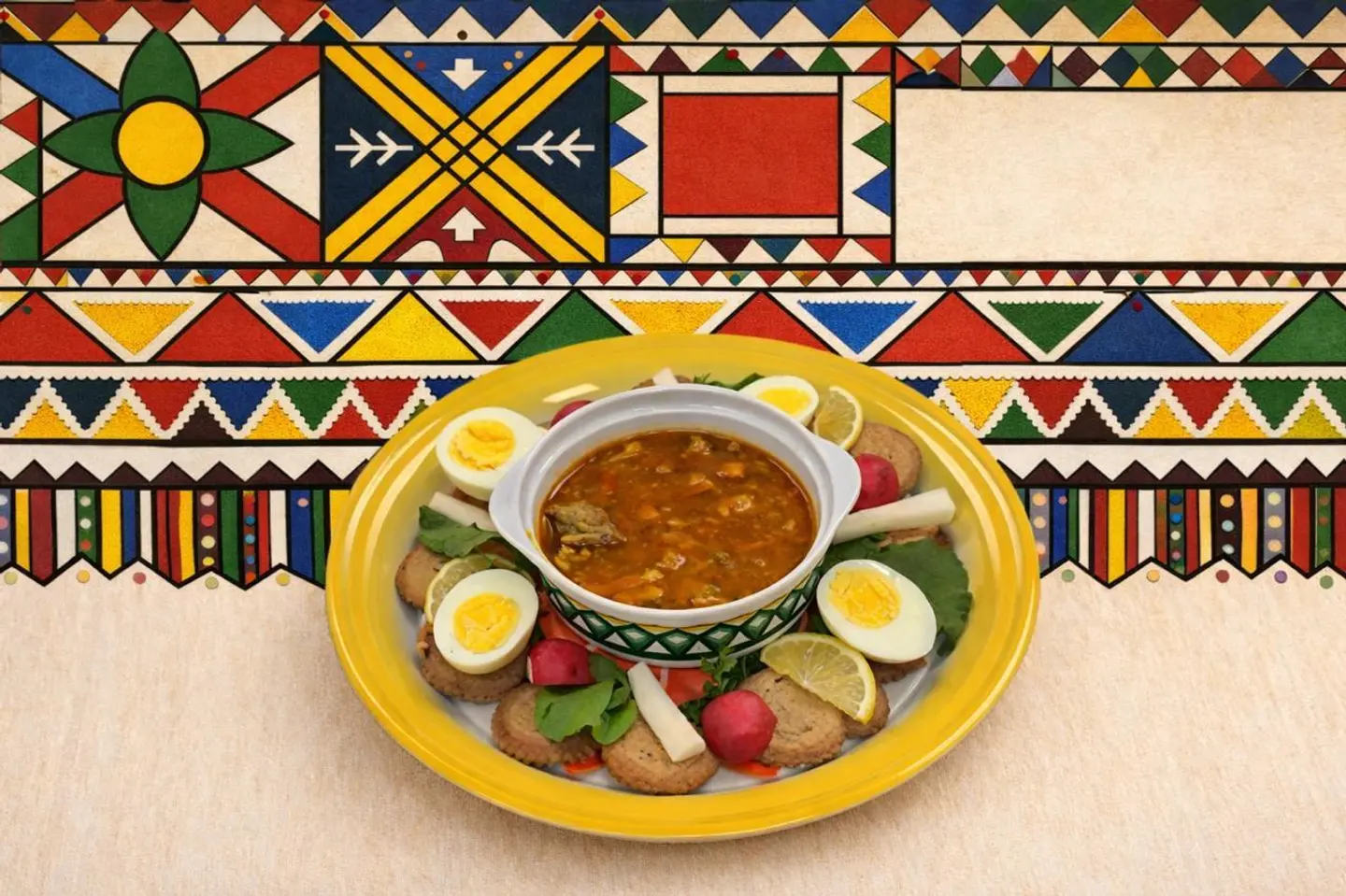 مصانف حمراء مع اللحم والمرق