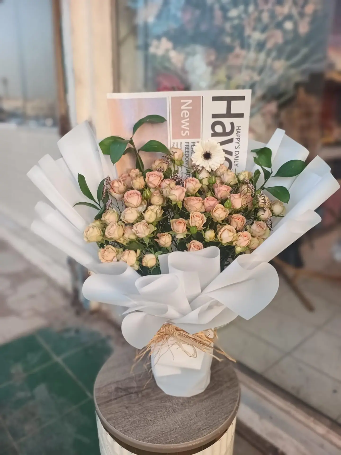 Pink Baby Rose & Zarbera Bouquet
