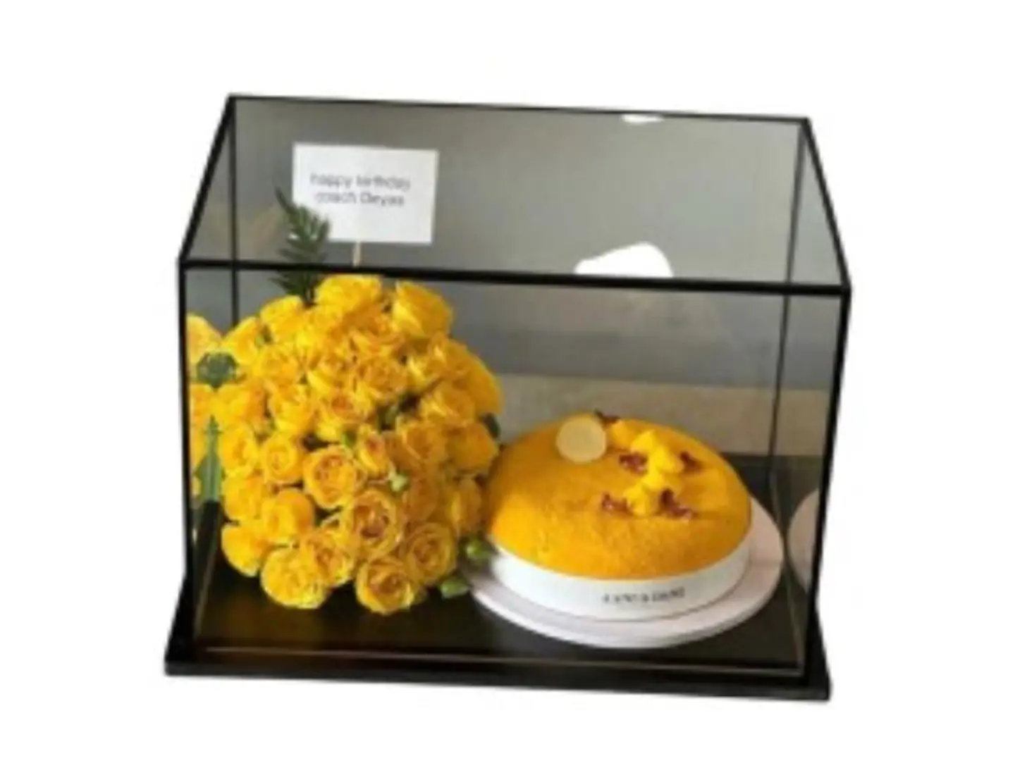 Glass Box With Yellow Cake