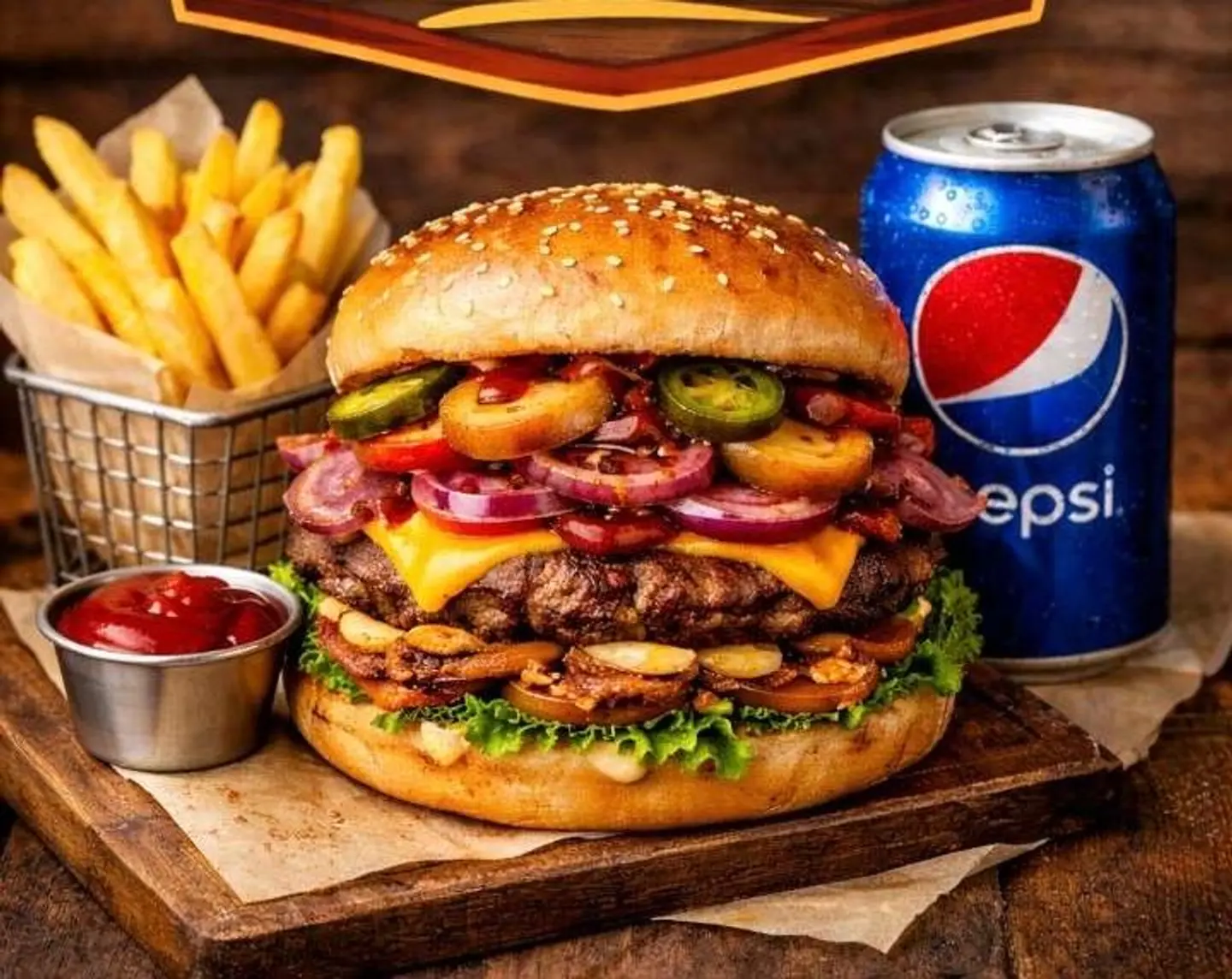 اوكلاهوما سماش برجر مع بطاطس ومشروب