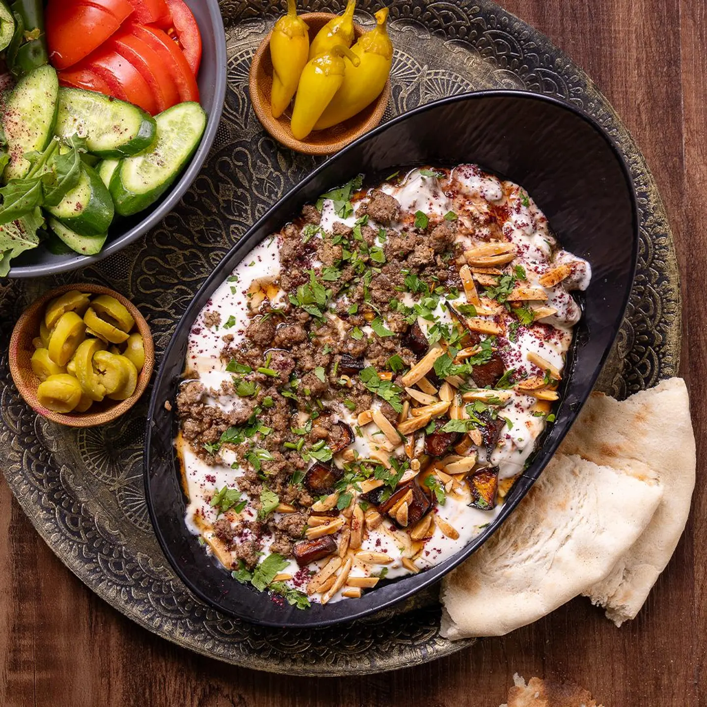 Eggplant Fatteh With Meat