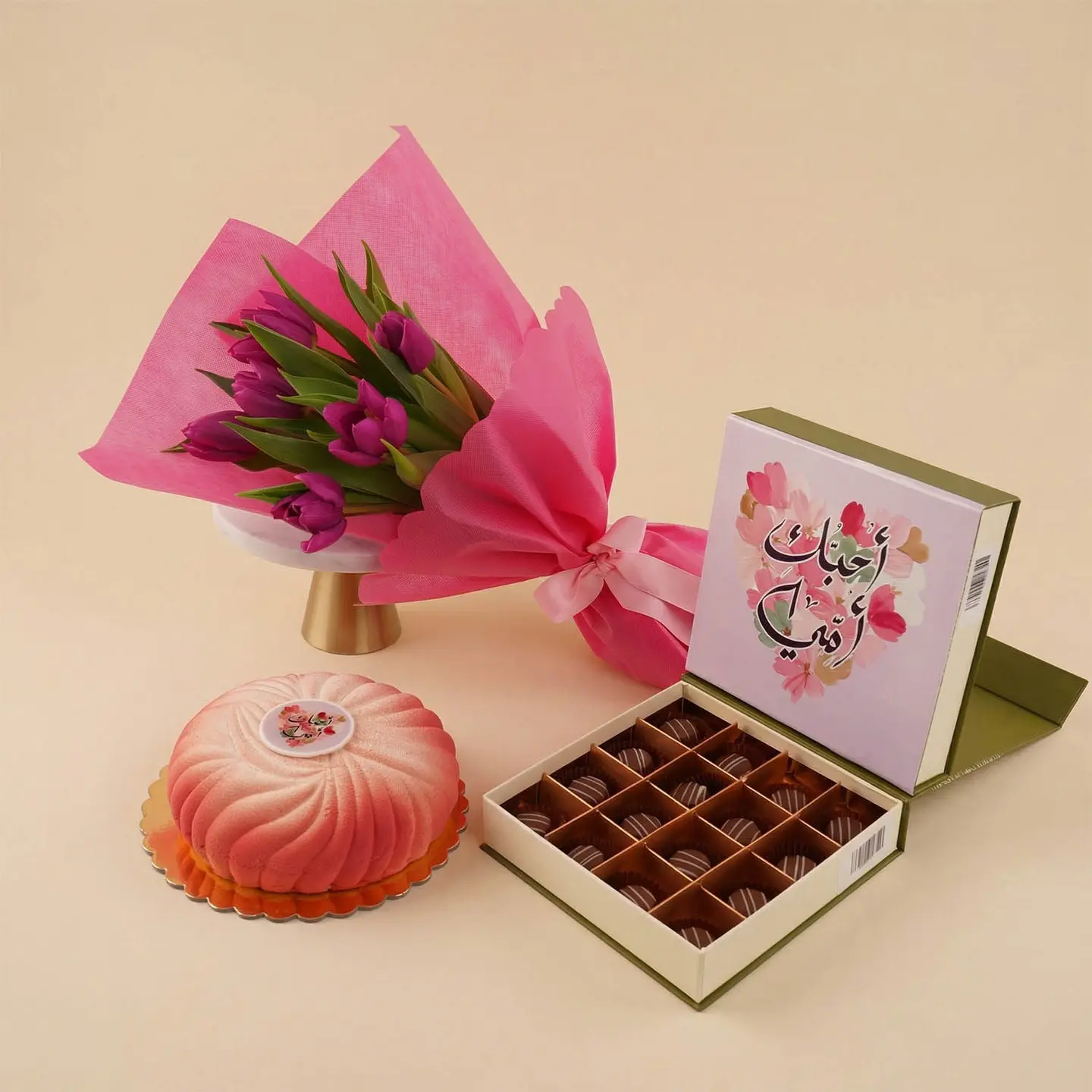 Mother's Day Gift Set Tulip Bouquet With Cake And Chocolates