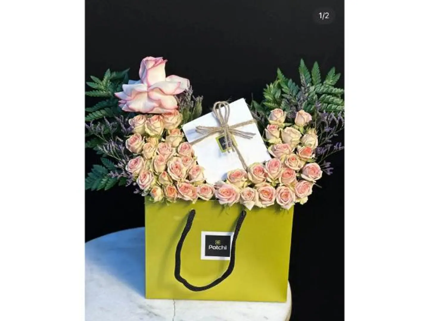 Pink Rose Arrangement With The Famous Patchi Chocolate   250g
