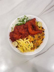 دجاج مقلي مع الرز -نص