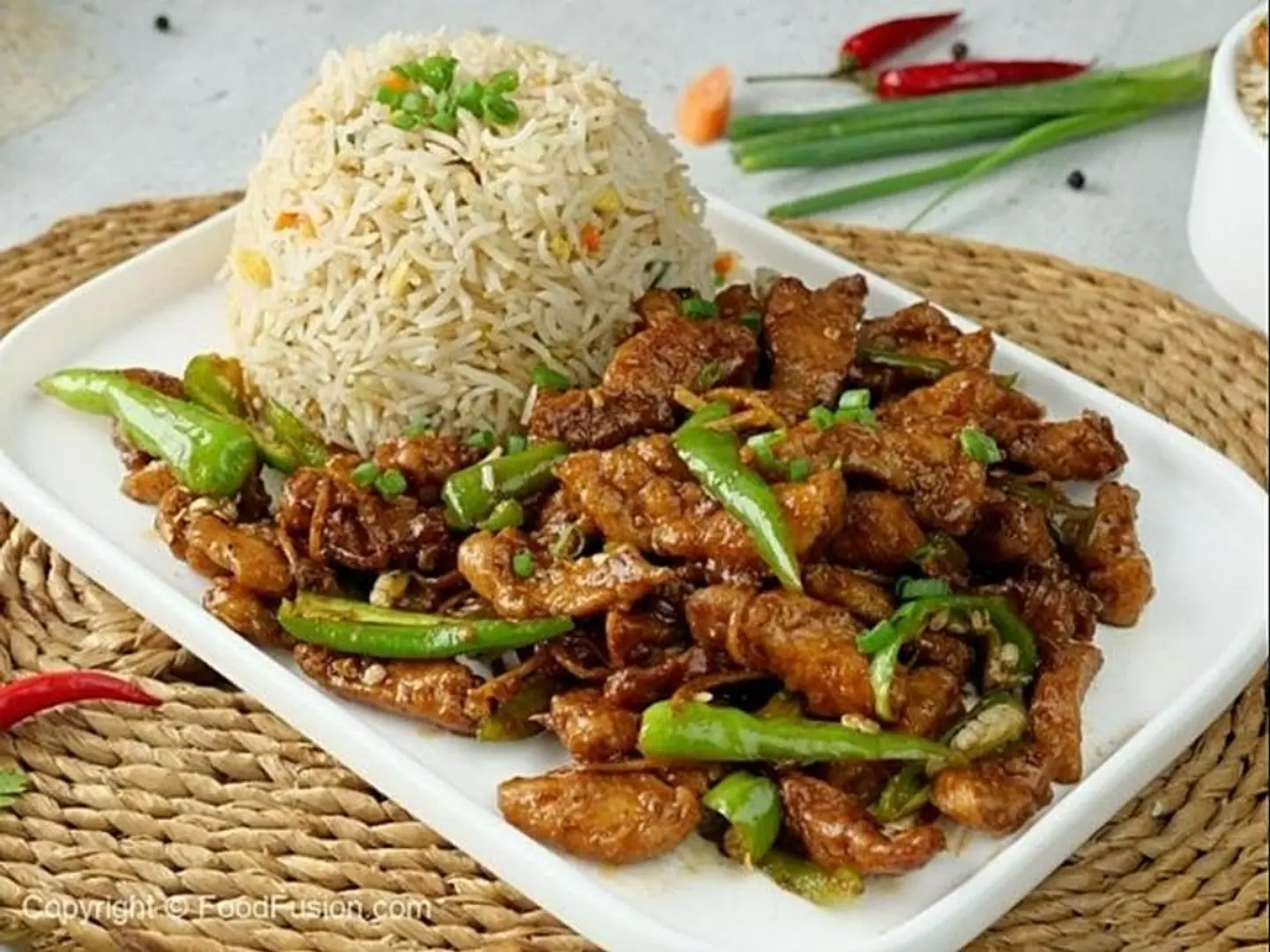 Chicken Chilli Dry With Rice