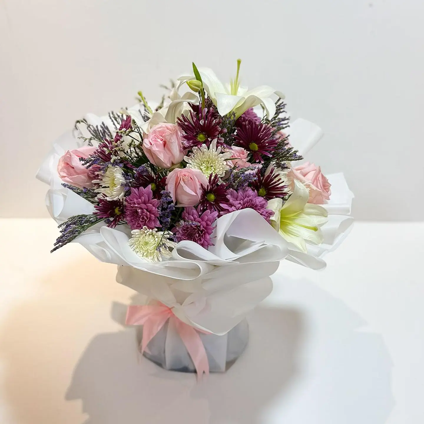 A Bouquet Of Mixed Natural Flowers, Lilies And Roses, 229