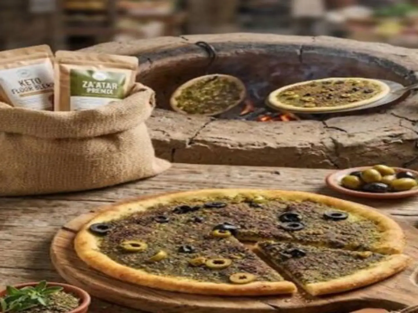 مناقيش زعتر وزيتون كيتو - كبير