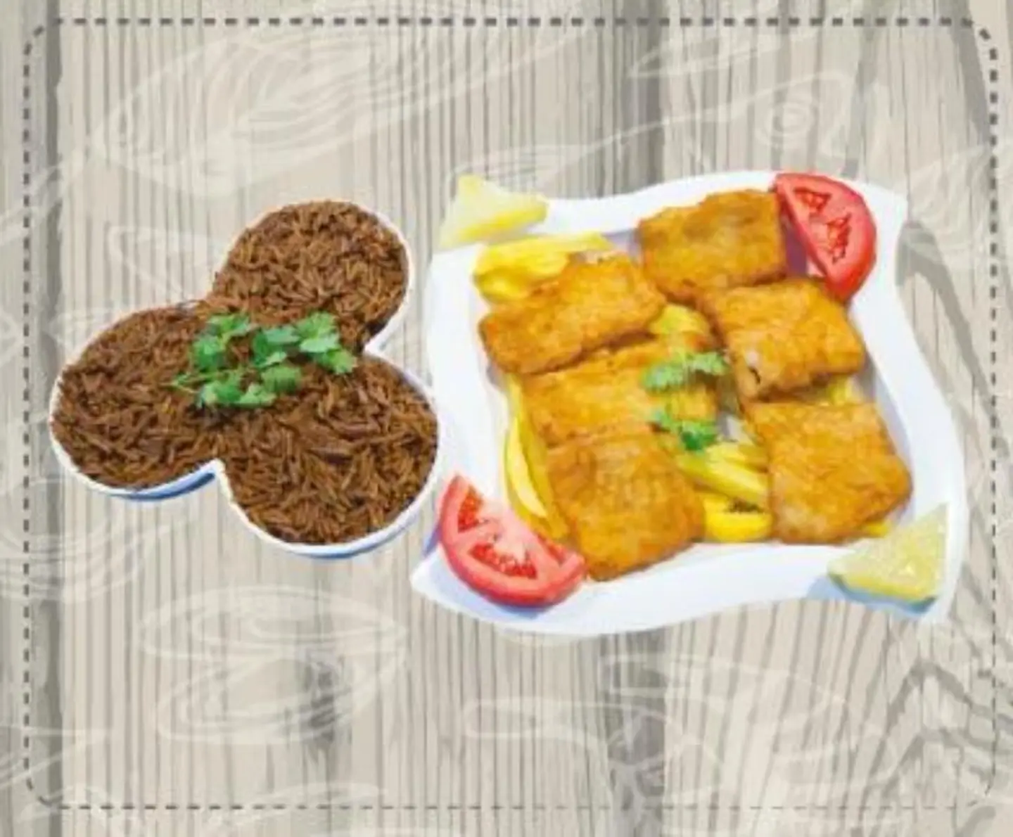 وجبة فيليه مع رز - مقلي