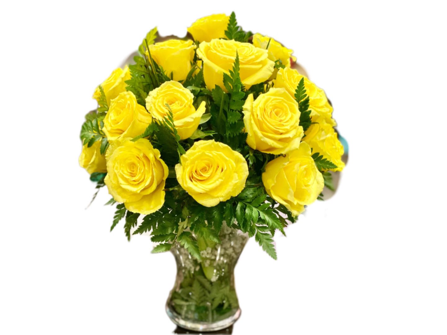 F17 Bouquet Glass 1 Rose Yellow 20
