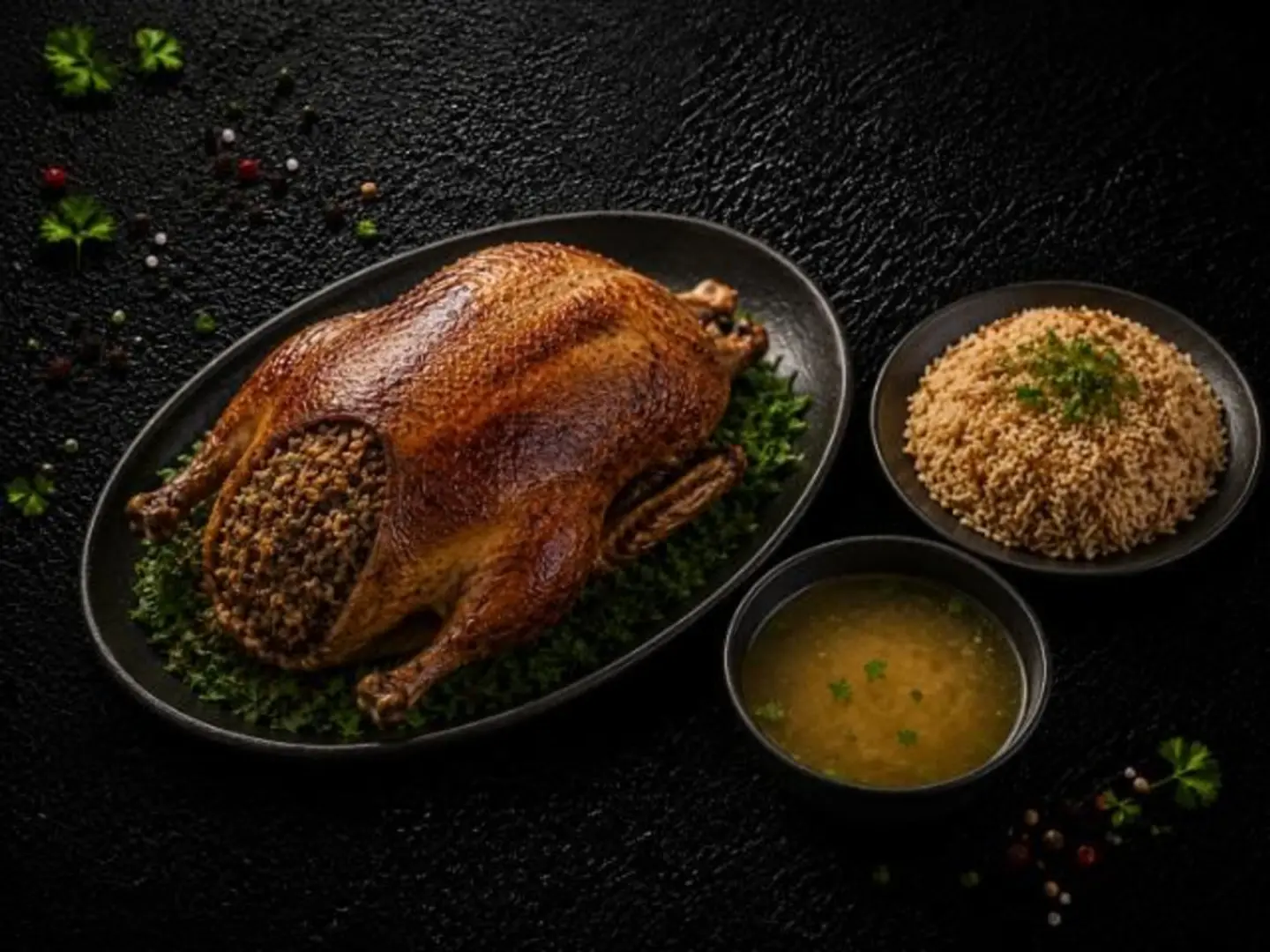 Stuffed Pigeon With Rice And Soup