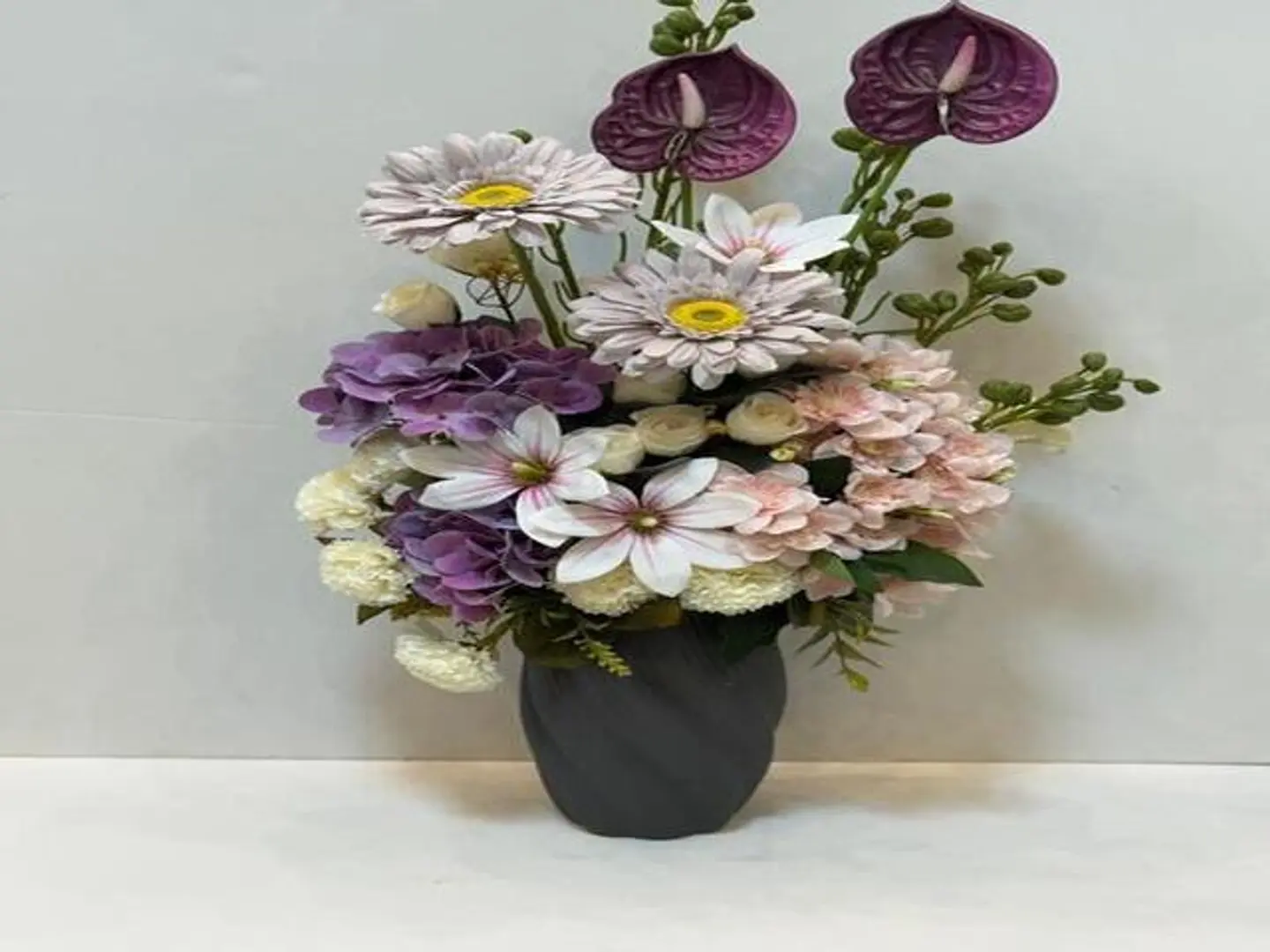 Vase Of Assorted Artificial Roses
