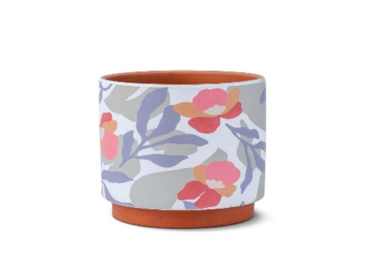 Ceramic Pot With An Interlocking Pattern Of Colorful Flowers