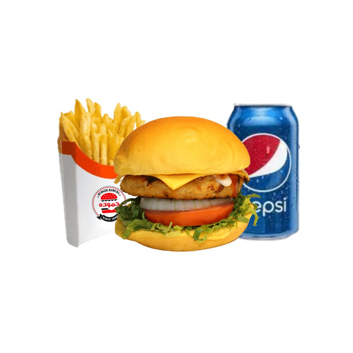 وجبة برجر دجاج بالجبنة