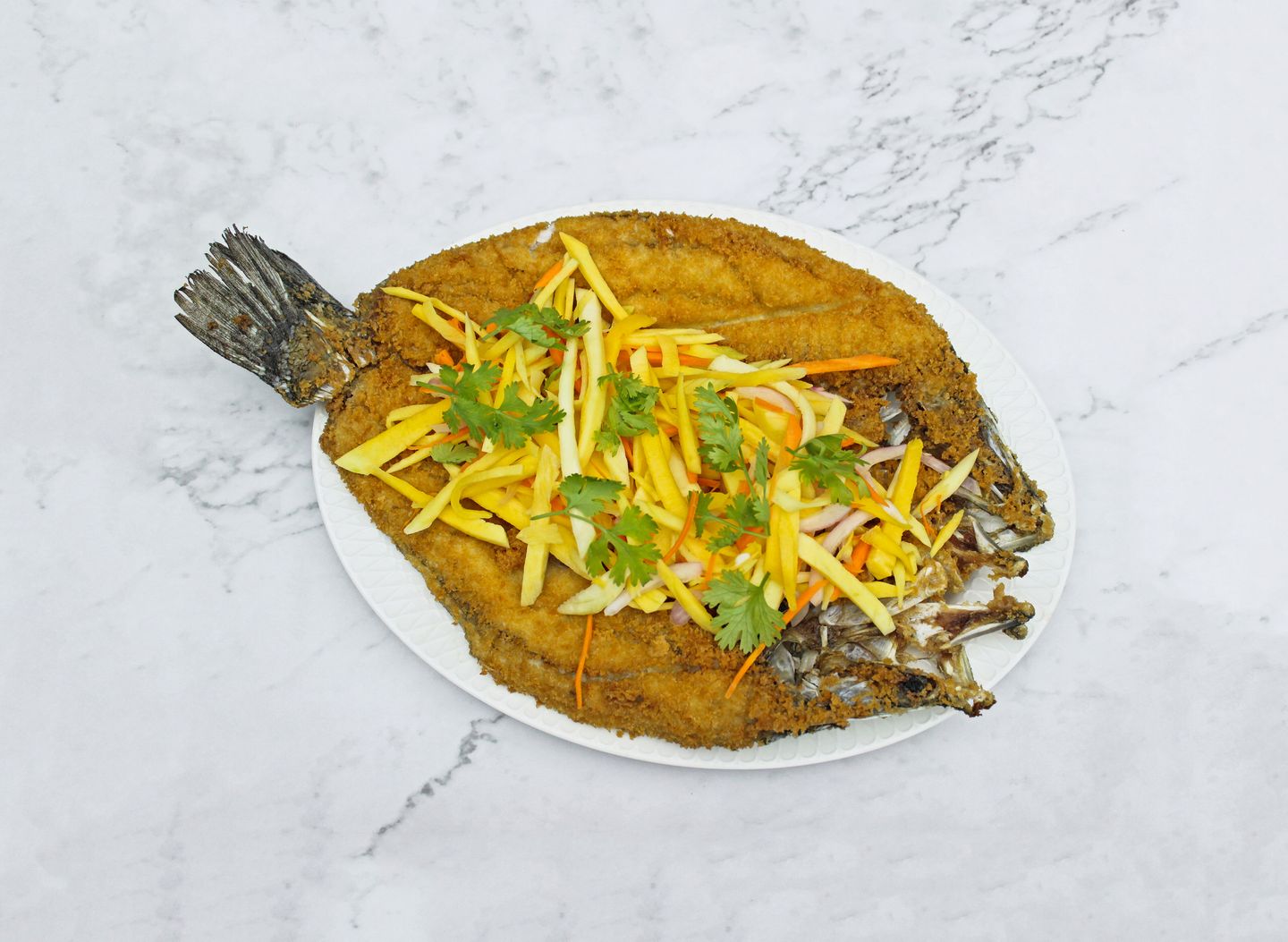 Buttered Fish Mango Salad Large With Rice
