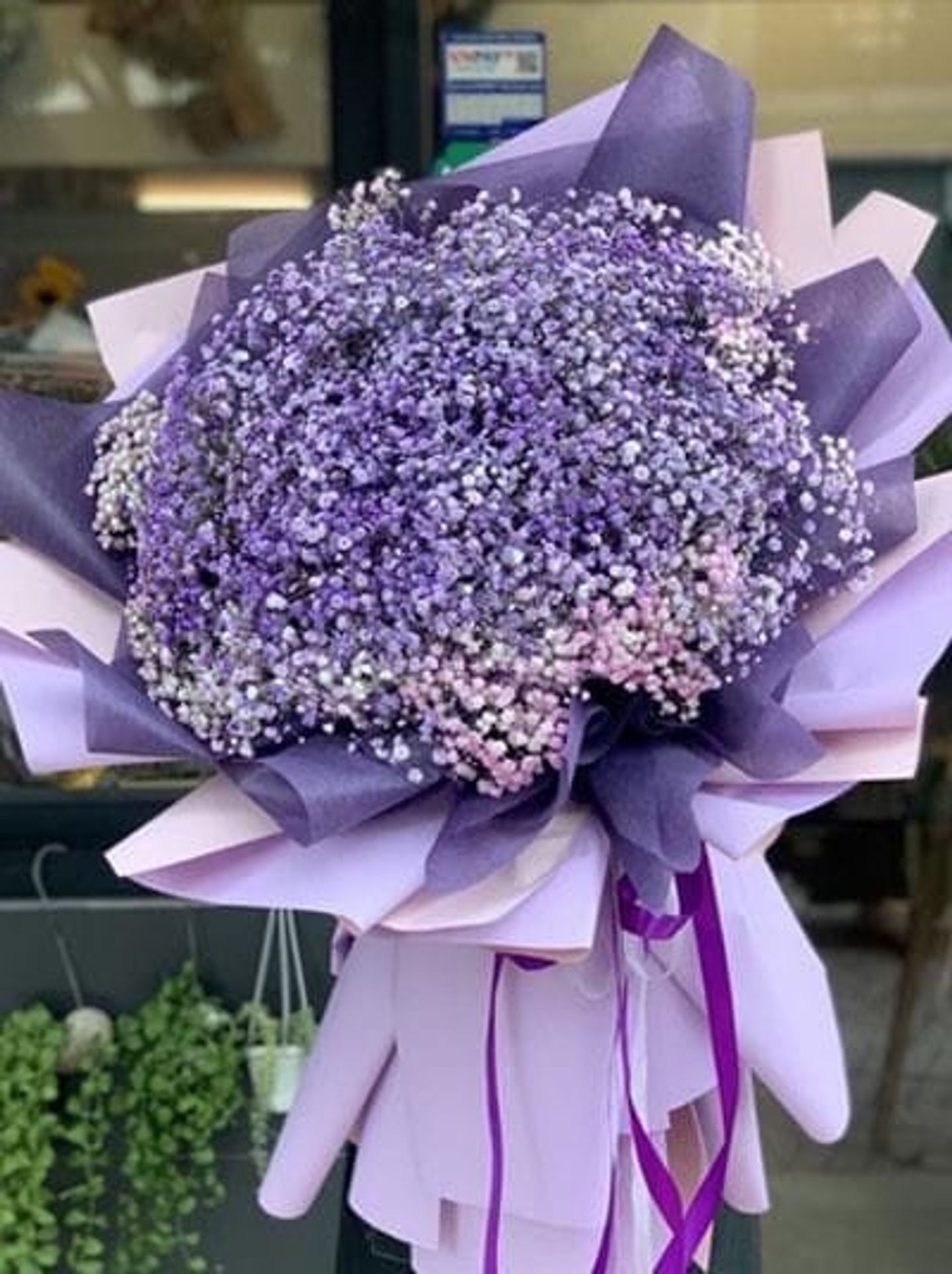 Violet Gypsophila Bouquet