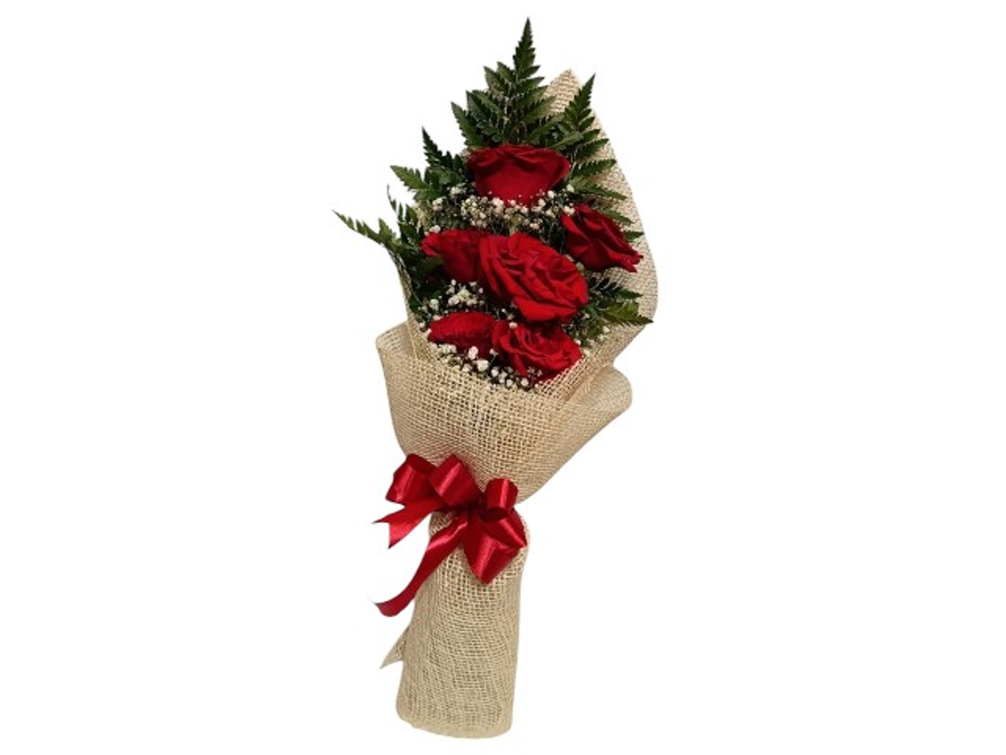 2005 Hand Bouquet With 5 Red Roses With Accessories