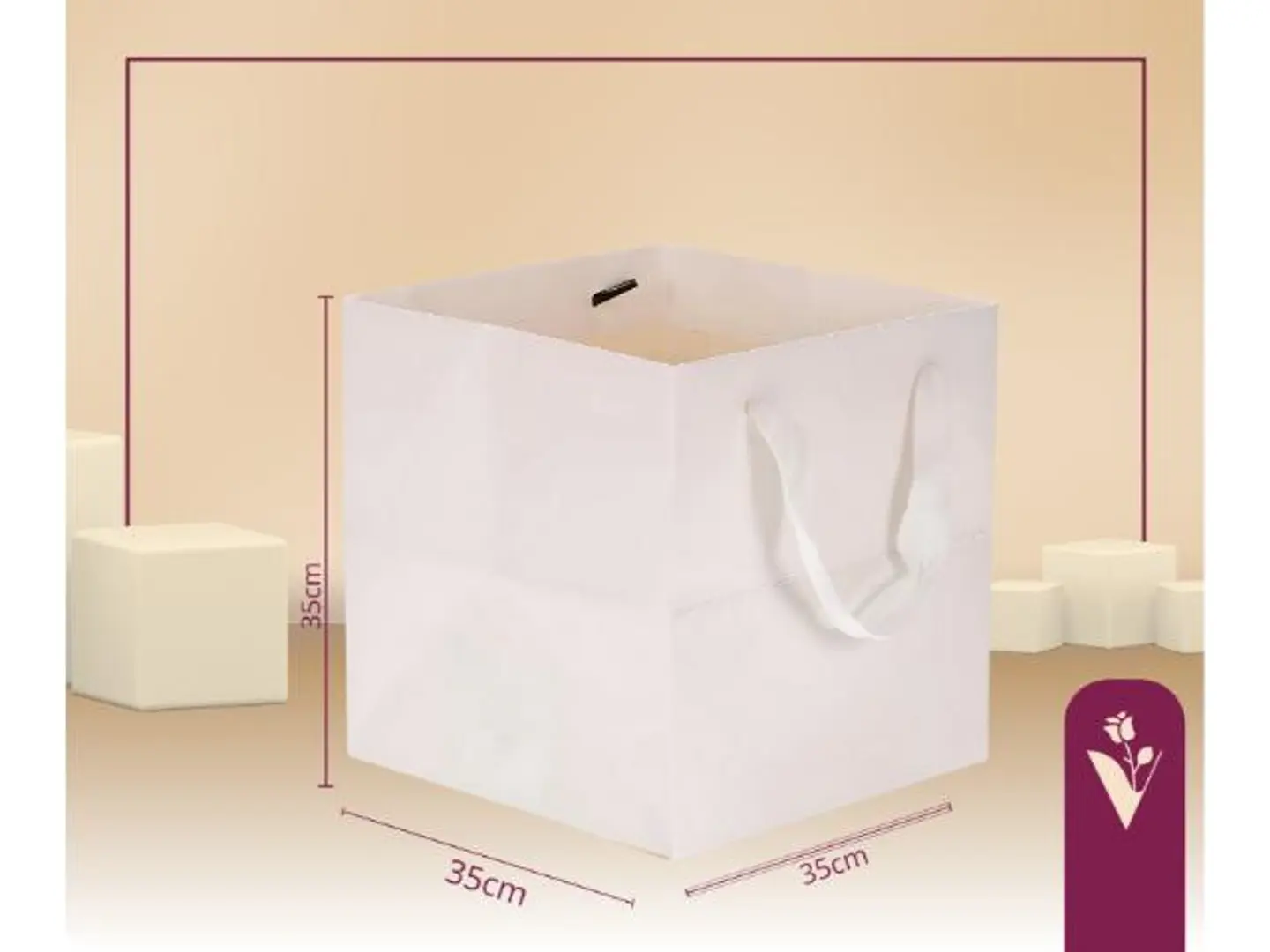 أكياس هدايا قاعدة مربع كبير أبيض