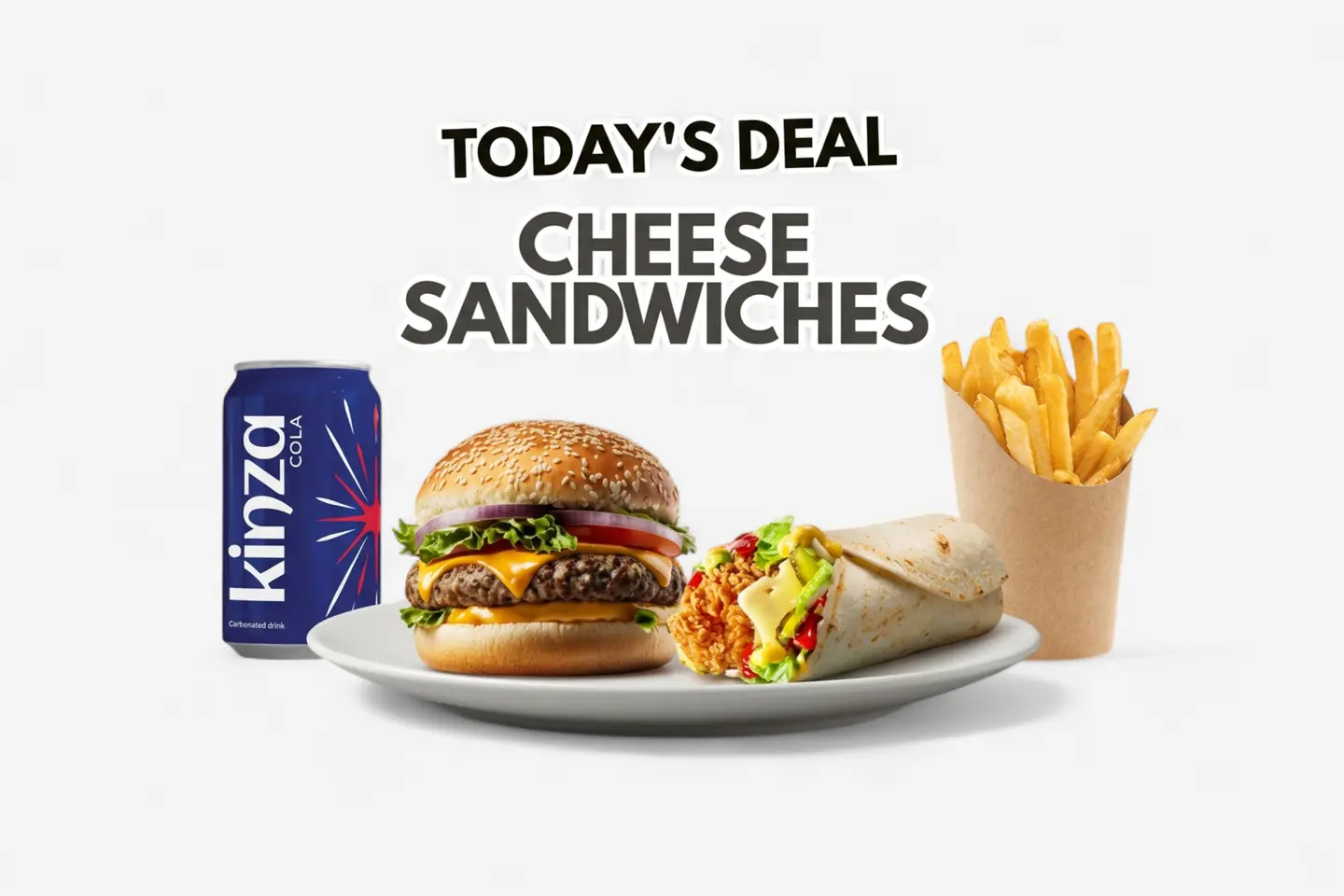 Buy 1 Grilled Burgers& 1 Sandwich Twister With Fries And Kinza Cola Drink