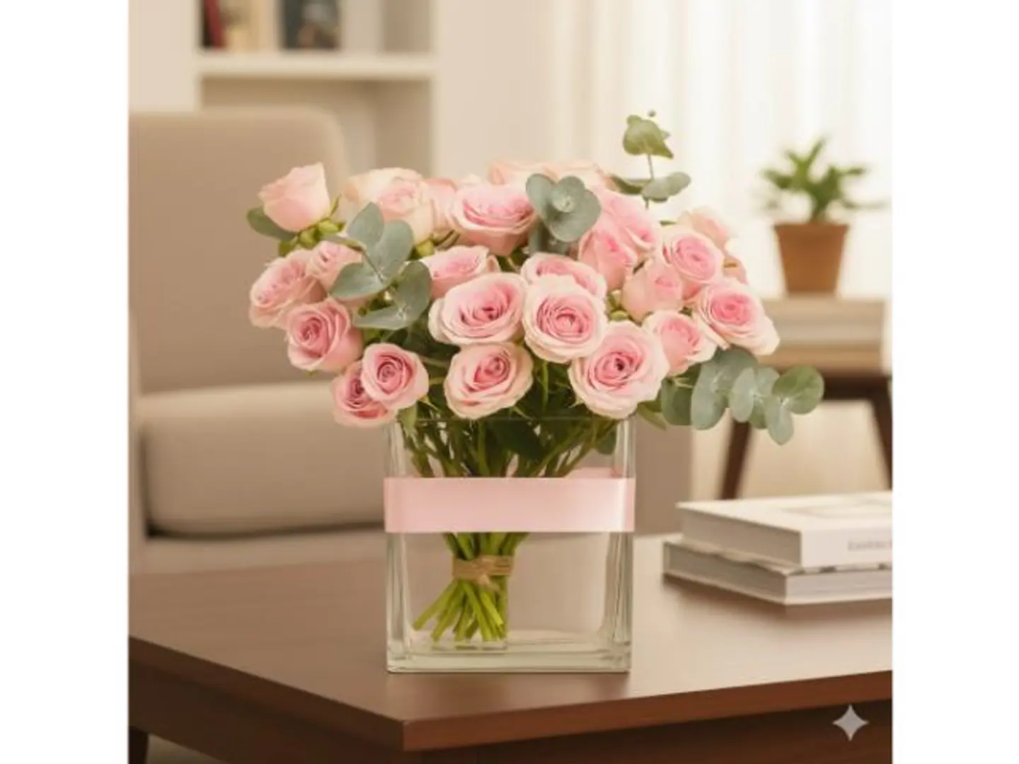 زهور وردية اللون تُبخّر في مزهرية