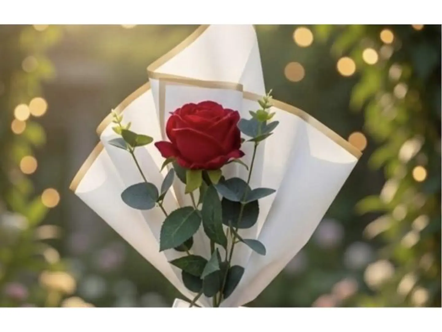 Single Red Rose With Wrapping