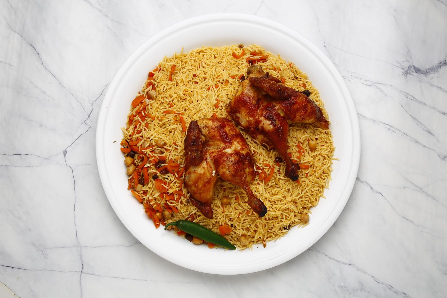 حبة دجاج شواية مع رز بشاور