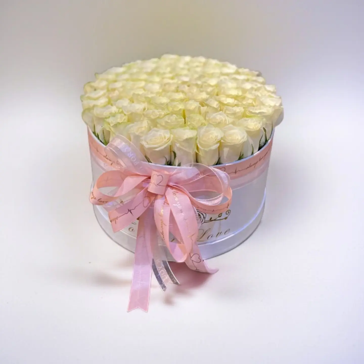 A Bouquet Of Roses Creamy White In A Box