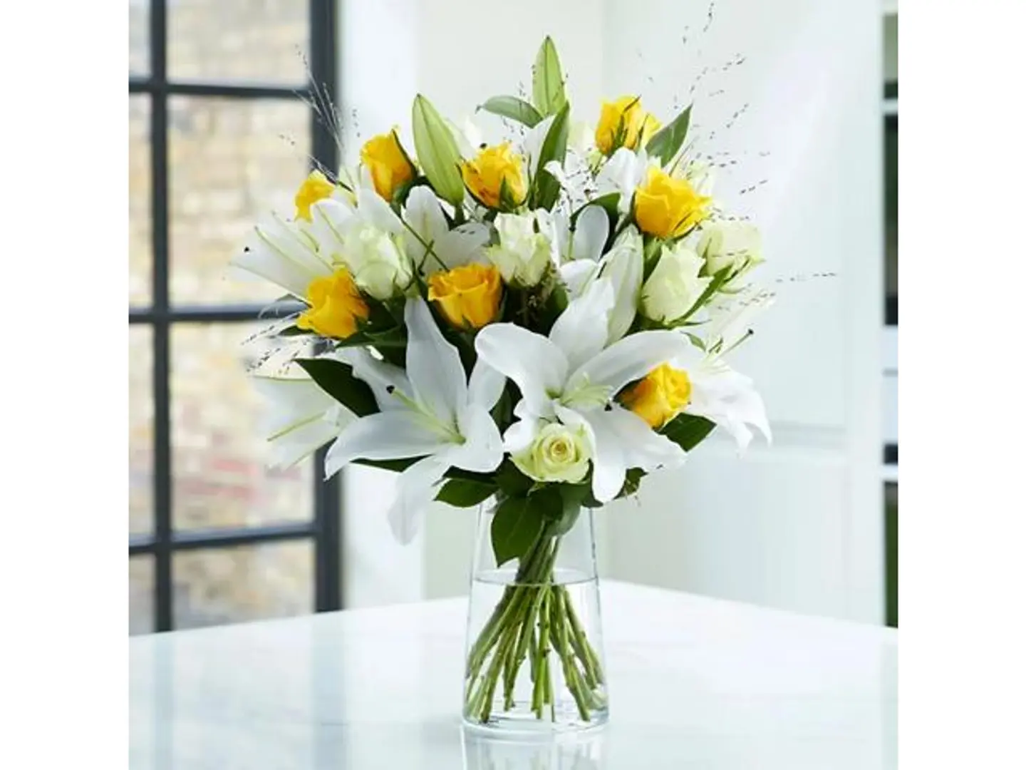 Lilies And Yellow Roses