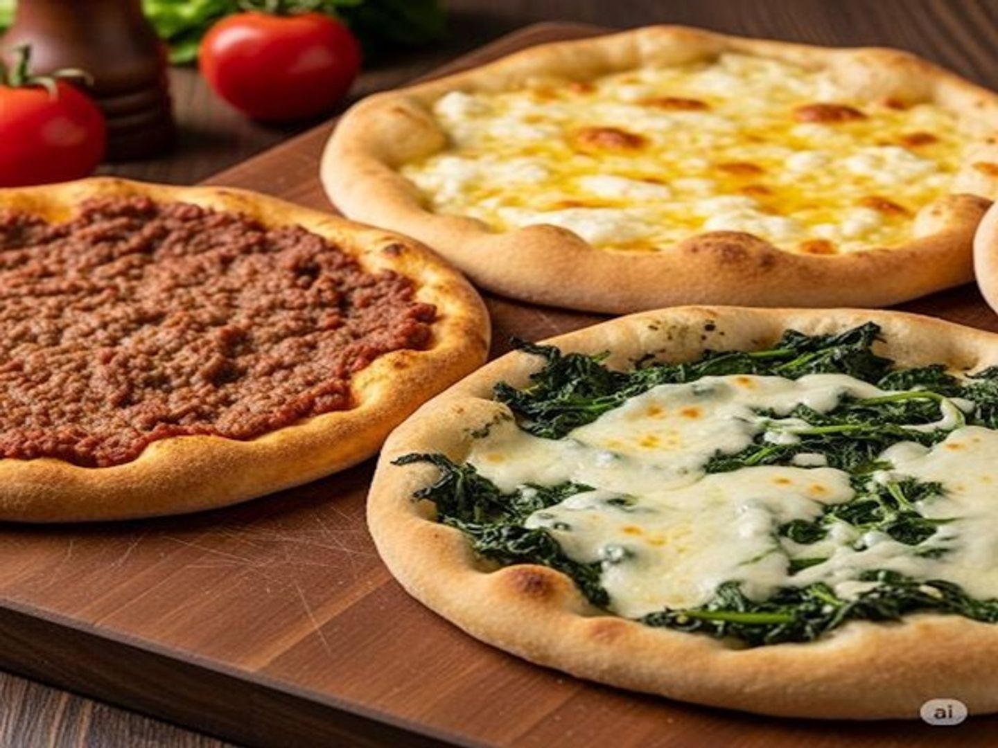 ٣ فطائر لحم وعكاوي وسبانخ بالجبنه حجم صغير