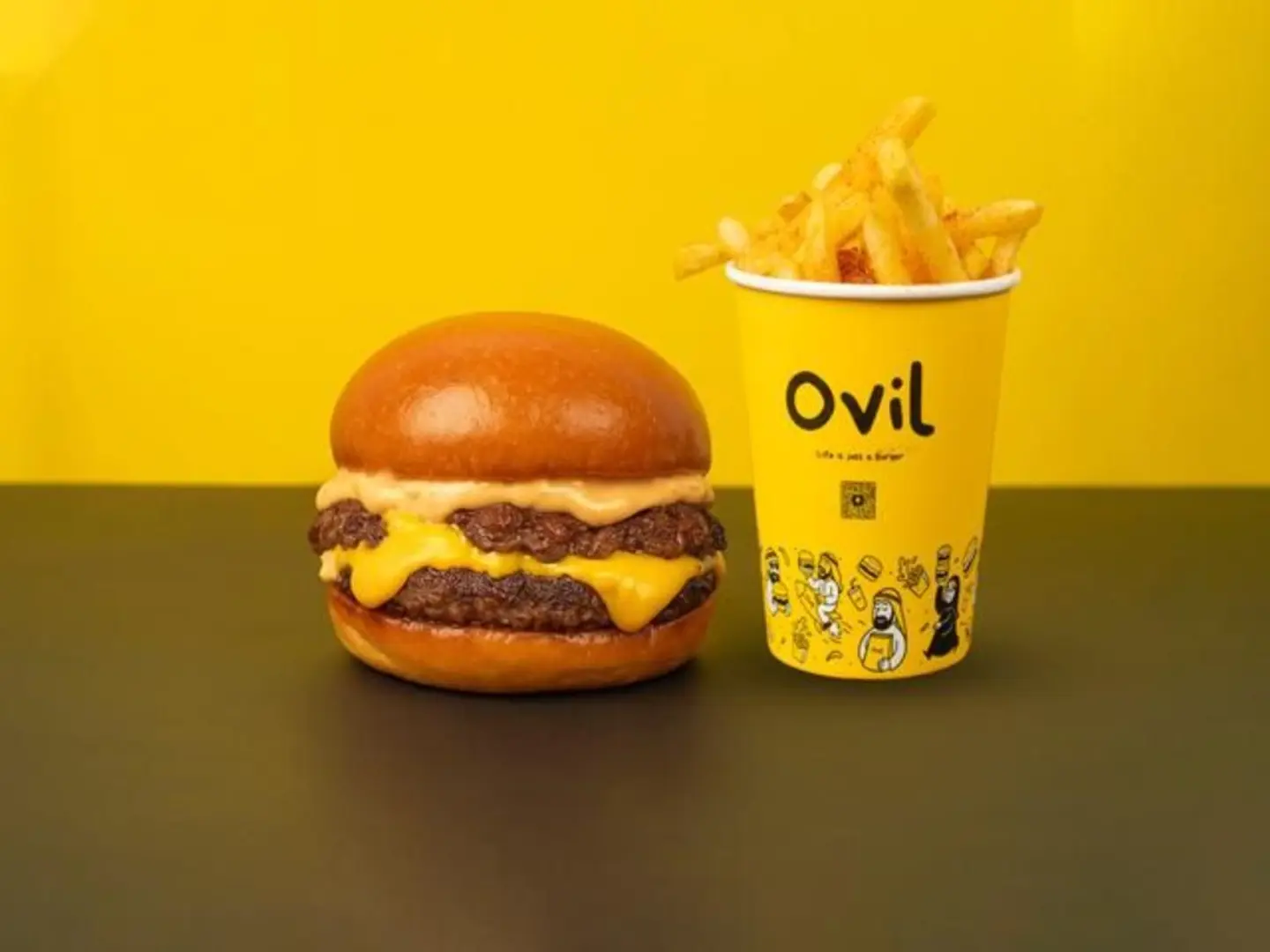 Double Ovil Burger With Fries