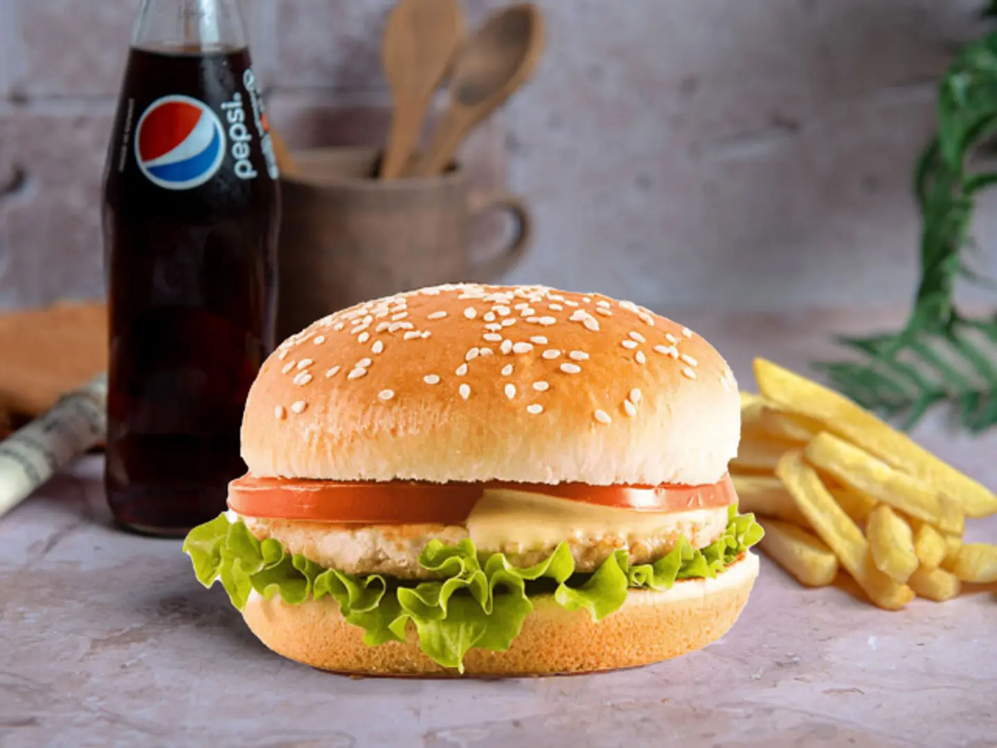Chicken Burger Meal - Spicy