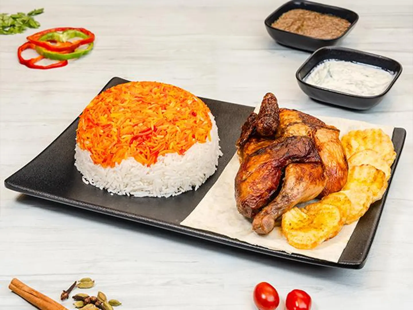 Half A Grilled Chicken With Rice