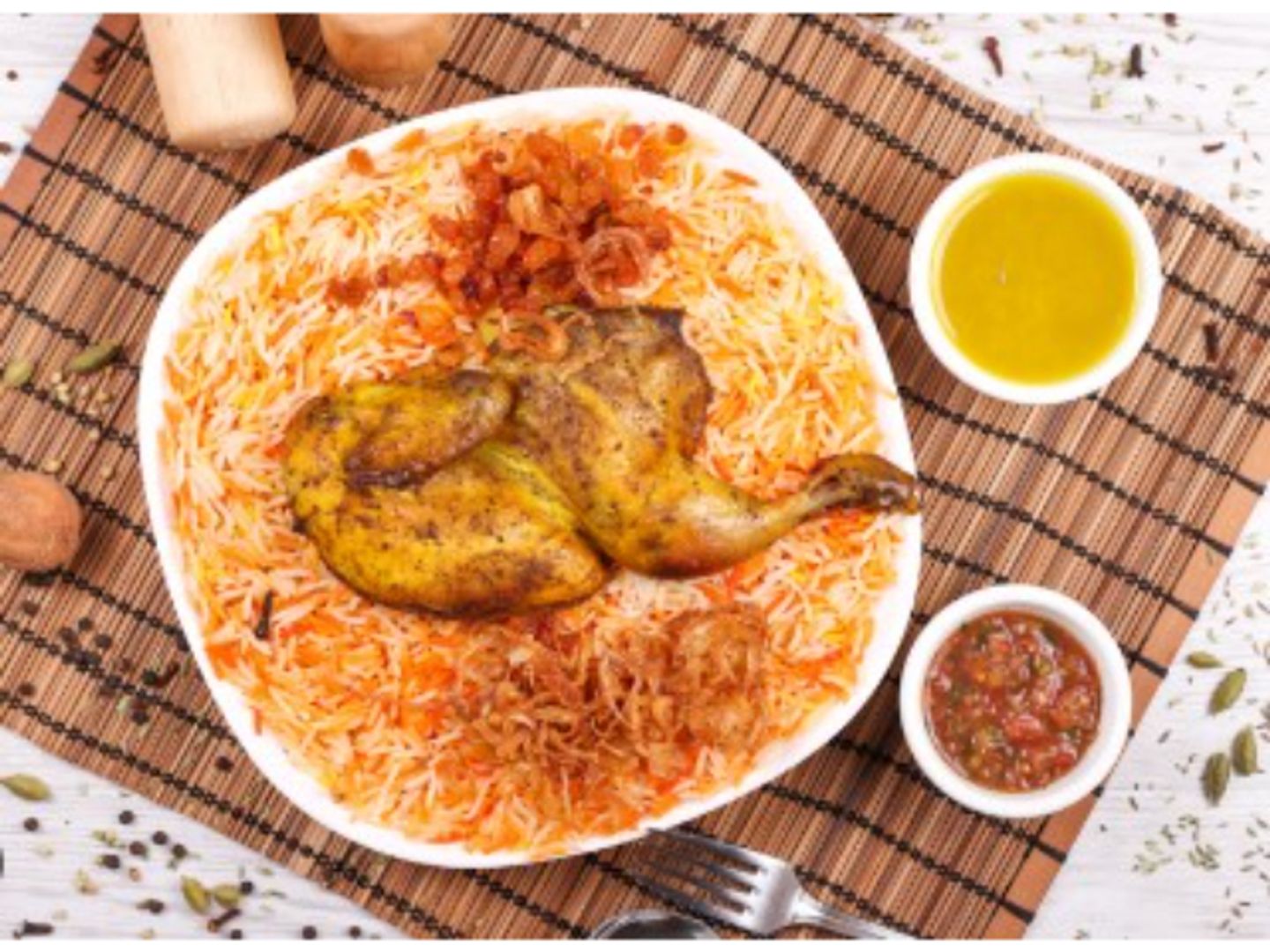 نصف دجاج فرن مع الارز
