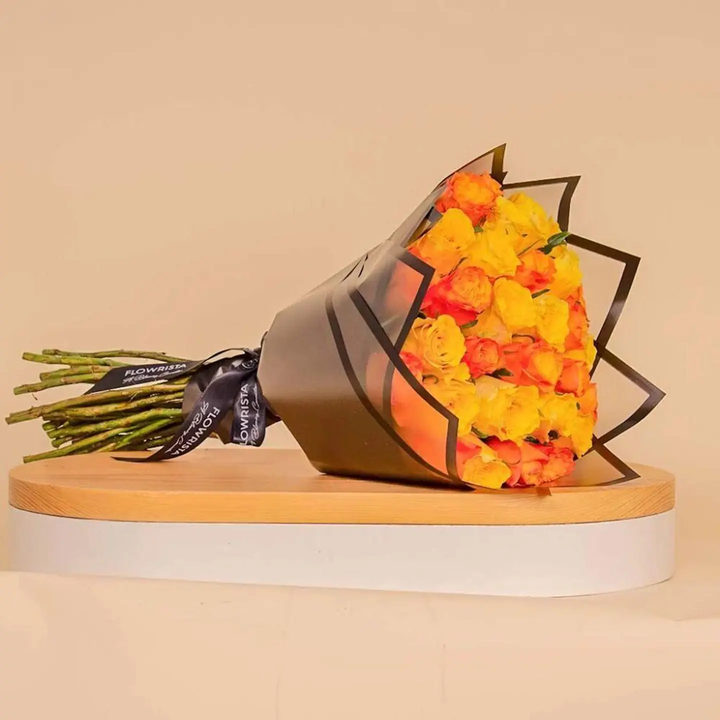 Orange And Yellow Bouquet Of Roses