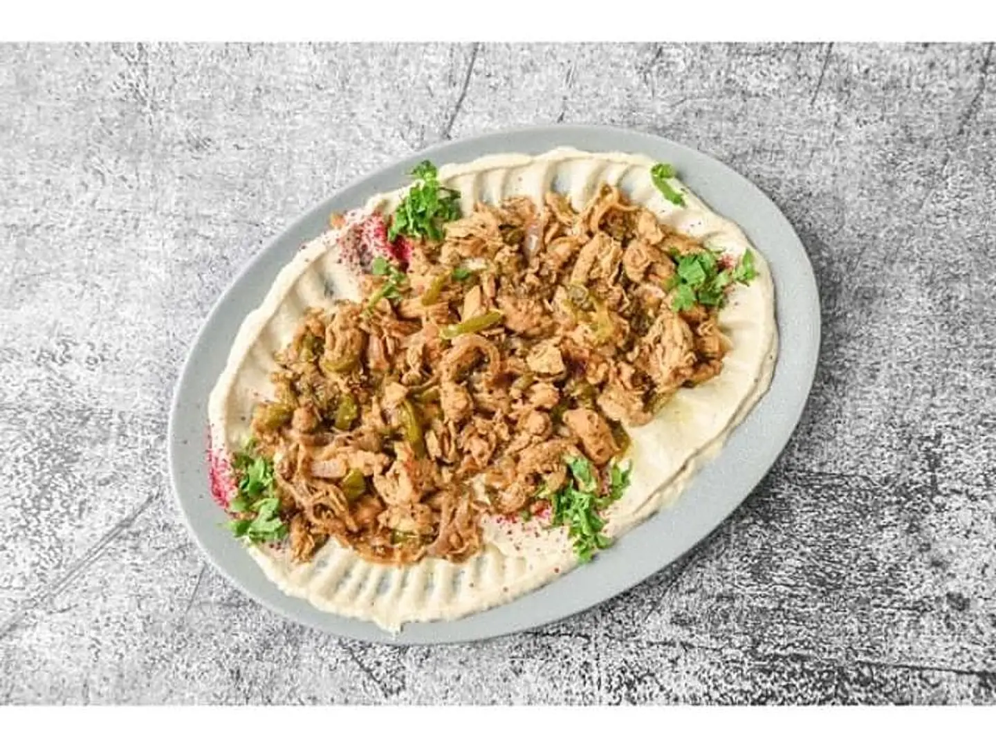 Plate Of Hummus With Chicken