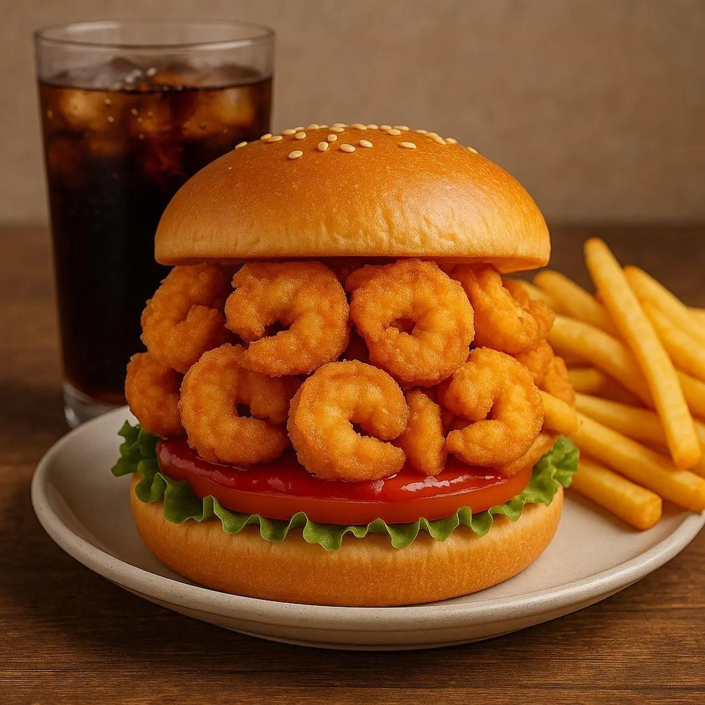 Fried Shrimp Burger Meal