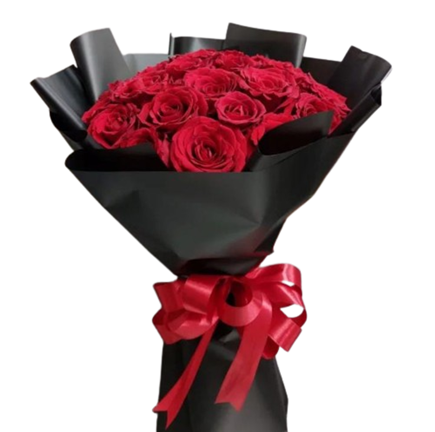1034 Hand Bouquet 20 Red Rose With Black Wraping