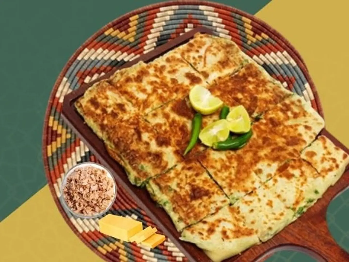 Tuna Mutabbak With Cheddar Cheese