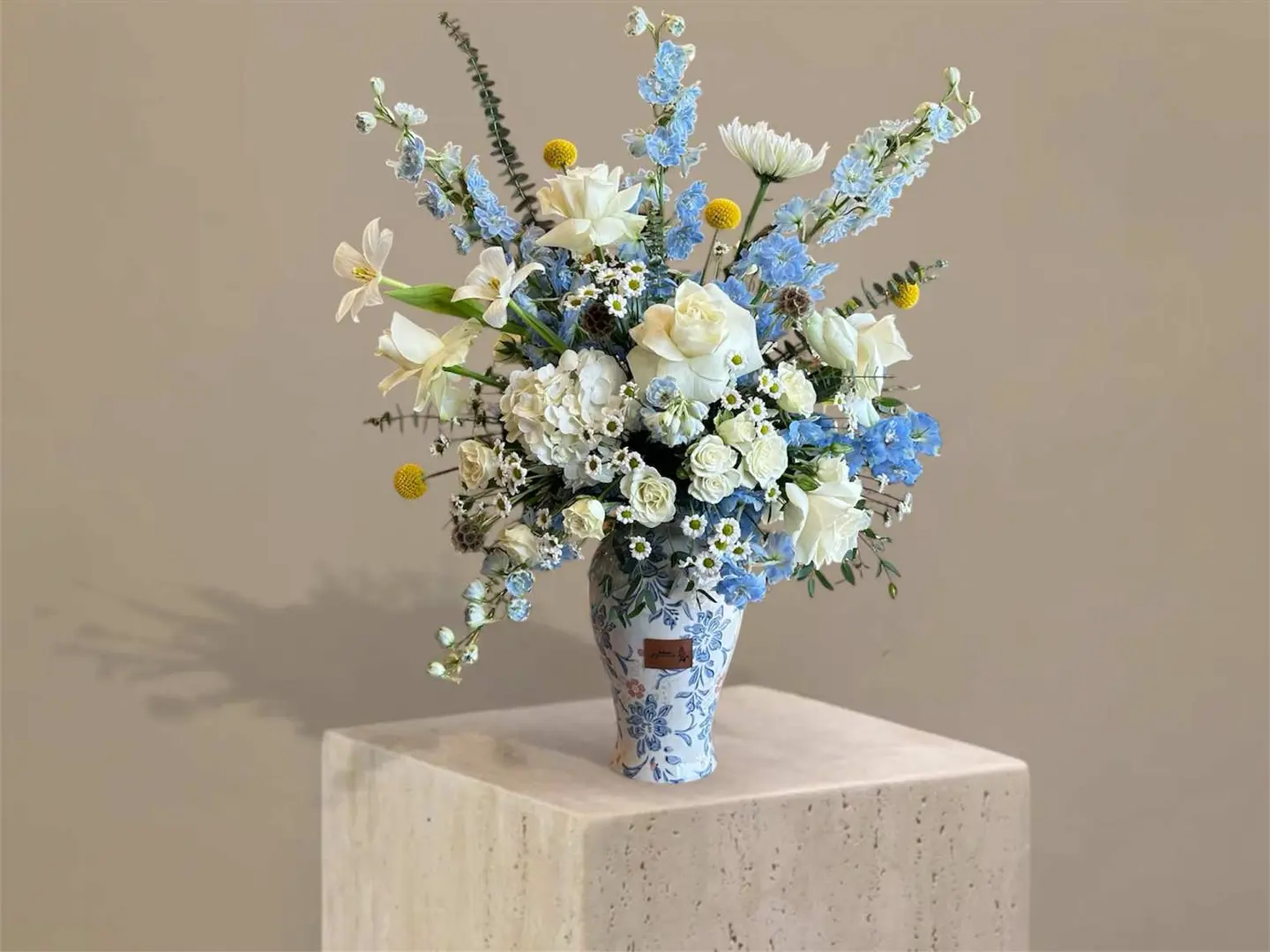 Charming Blue Delphinium Vase