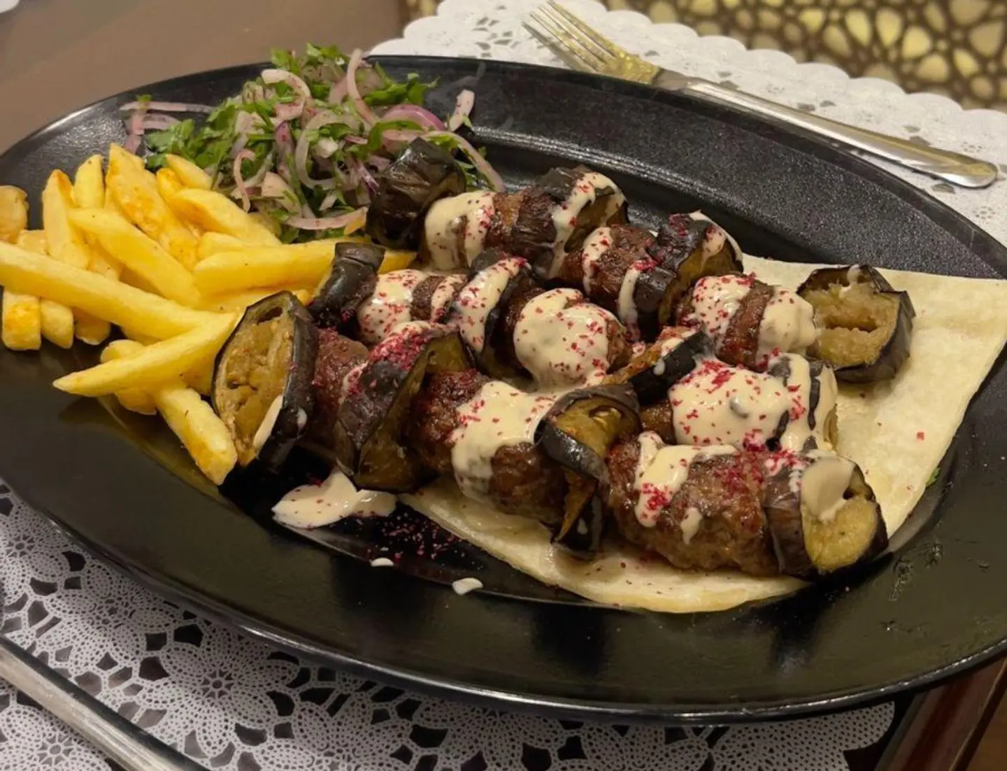 Kebab With Eggplant With Tahini