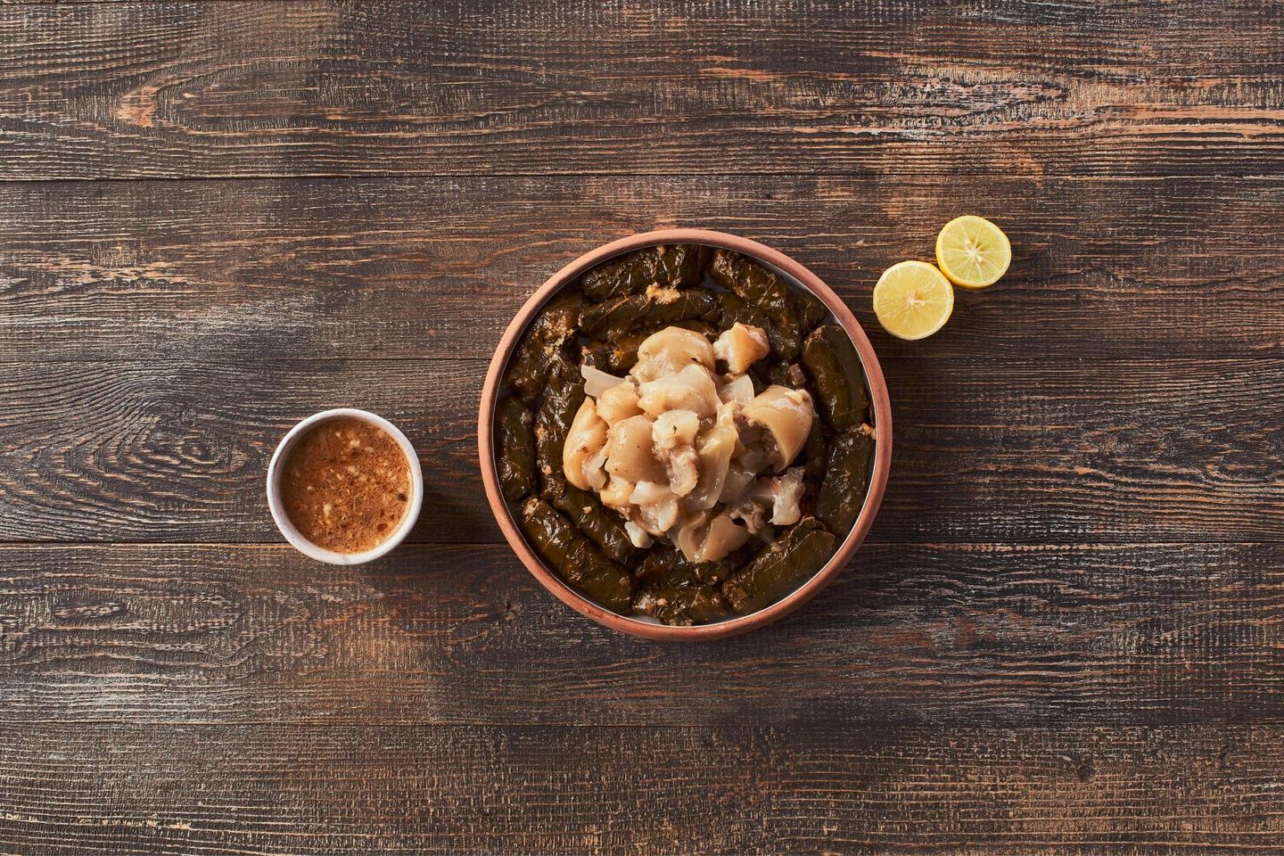 طاجن ورق عنب بالكوارع