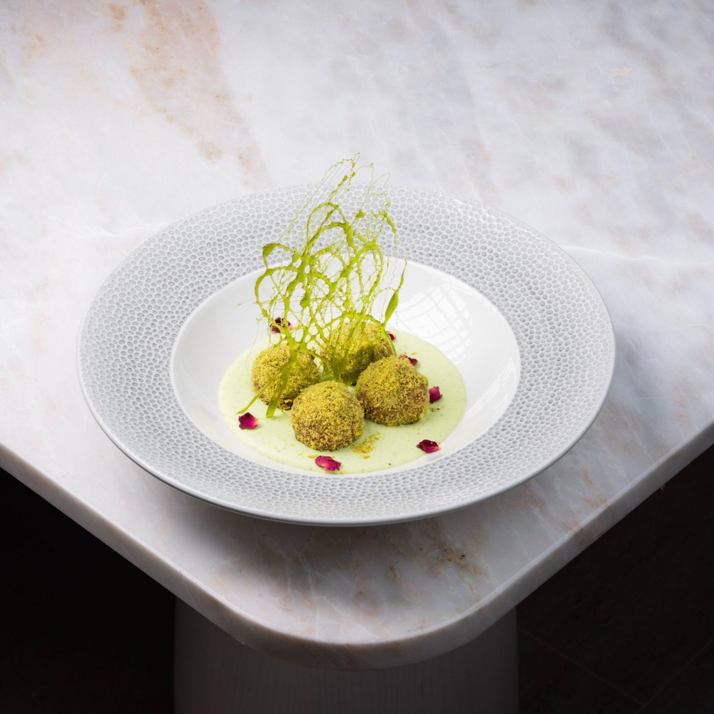 Gulab Jamun With Pista Sauce
