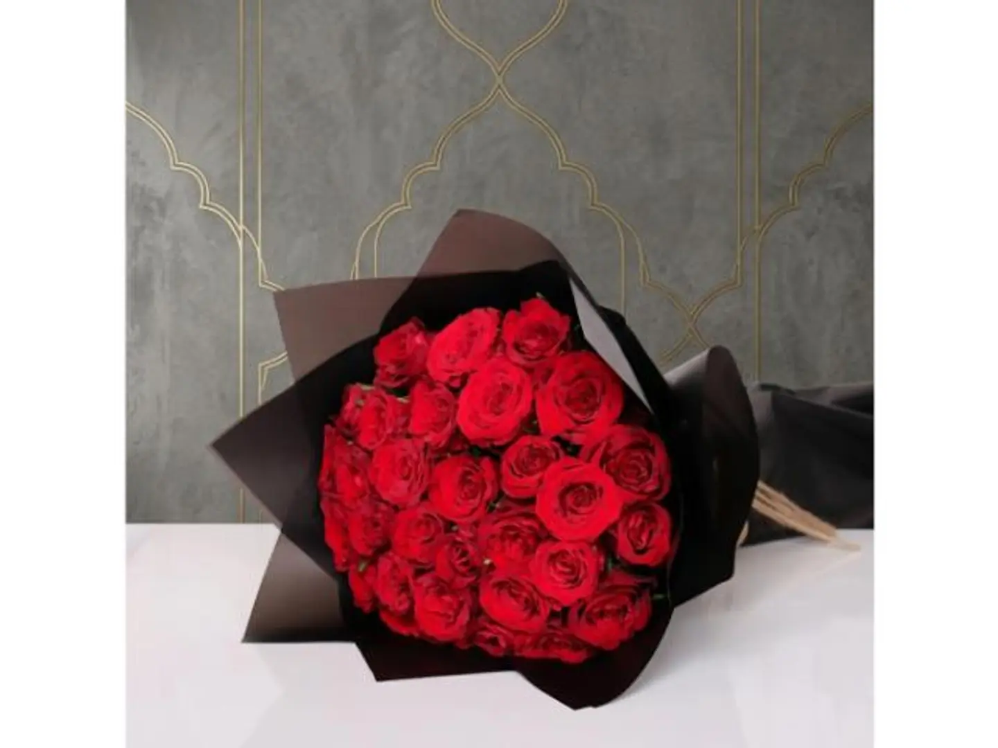 Red Bouquet Black Wrap