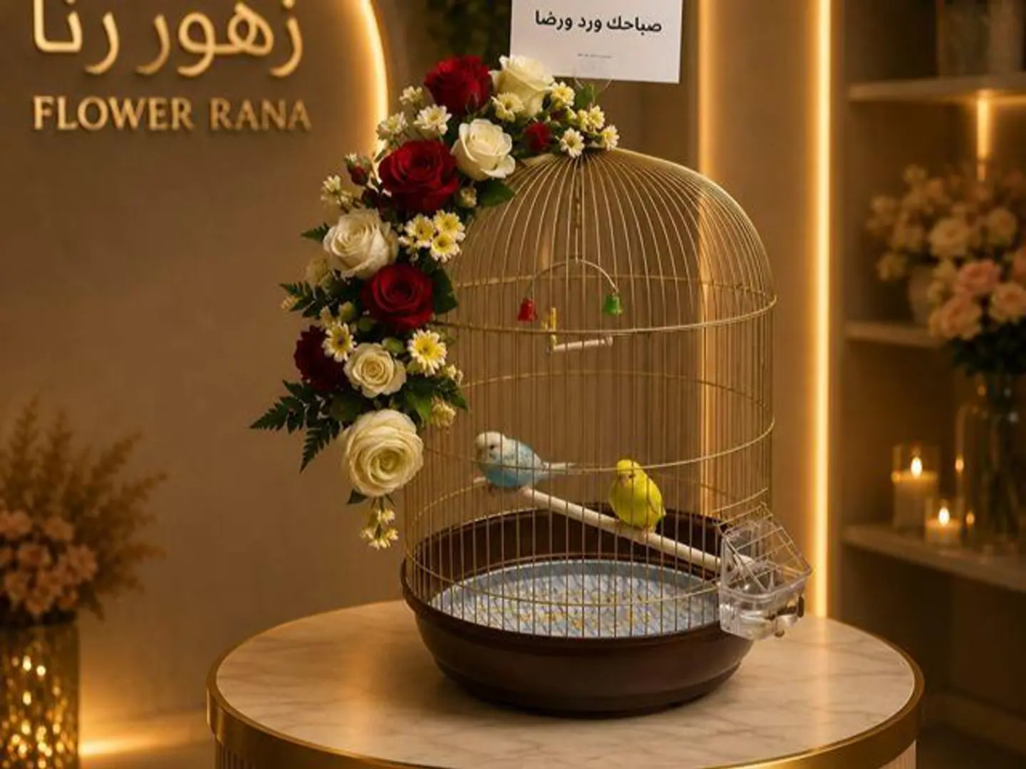 Lovebirds With Roses 5